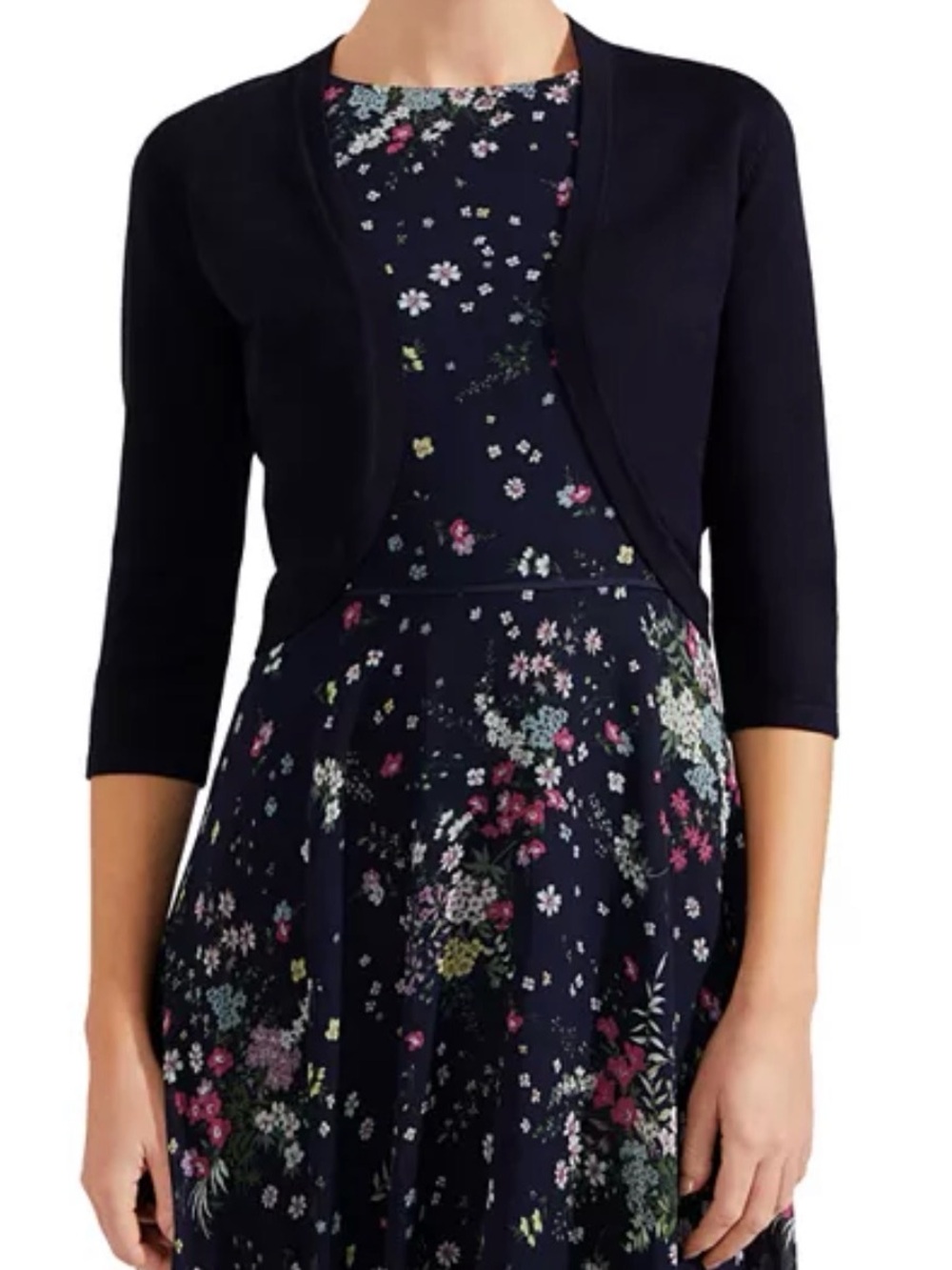 Hobbs London Navy Blue Carrie Bolero Shrug Cardigan NWT XL